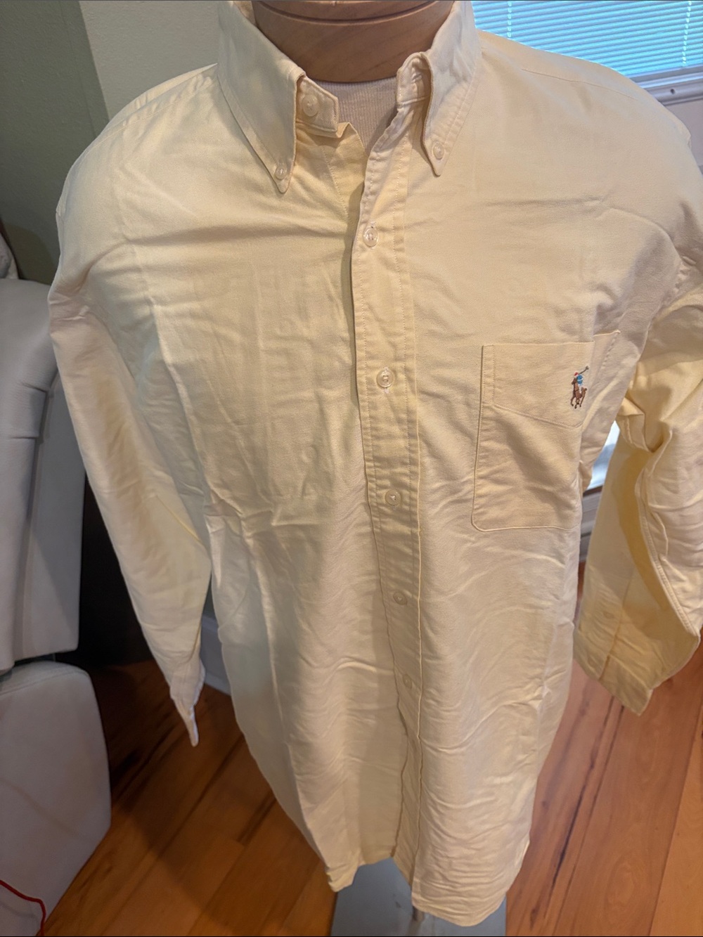 Ralph Lauren Pale Yellow Button-Down Oxford Shirt with Pocket